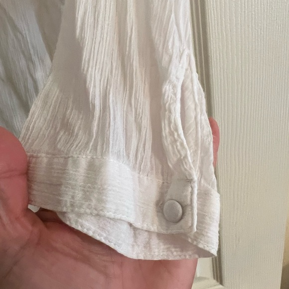 3/$10 Down East White Blouse with Unique Lace Yoke - Picture 6 of 8